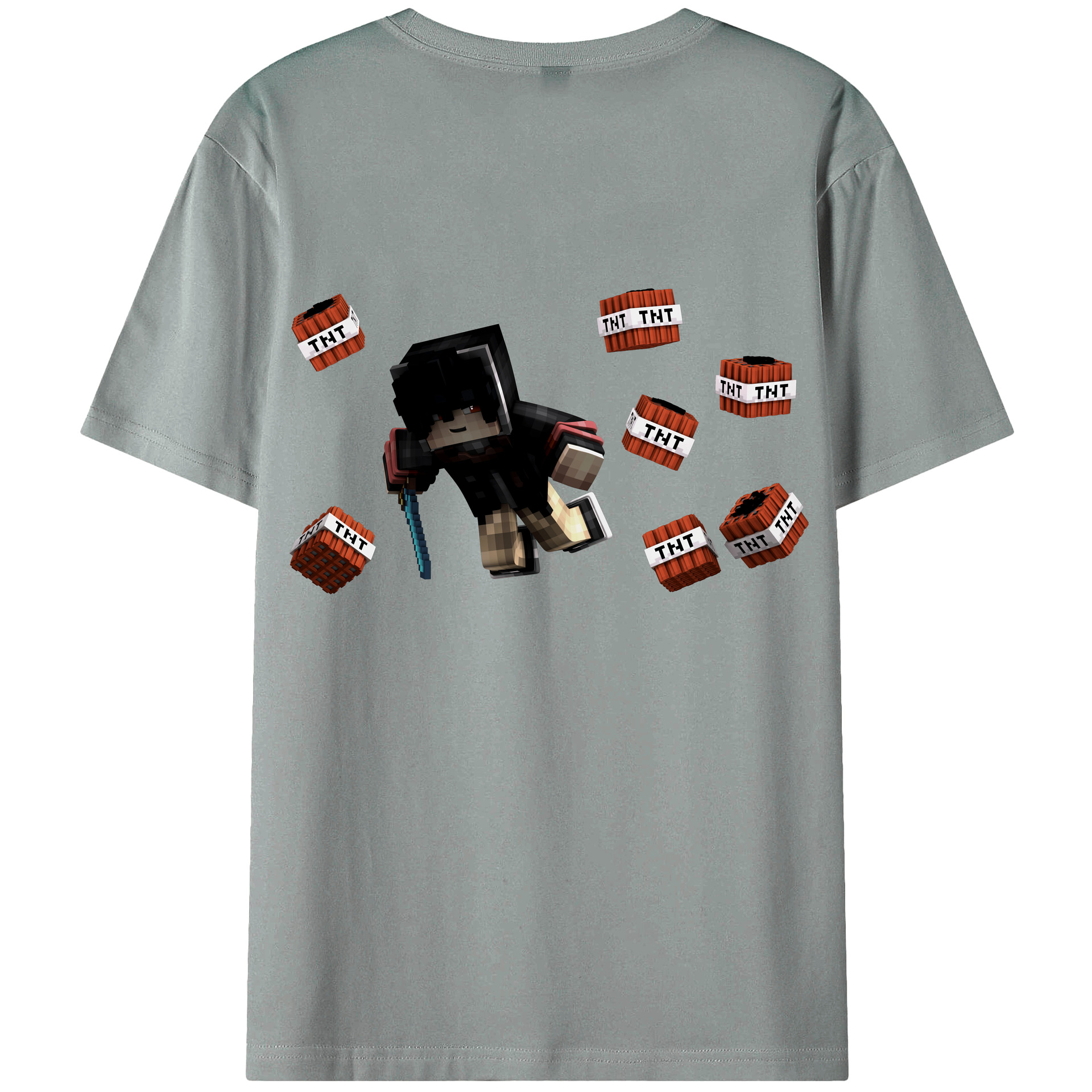 （画像用） マインクラフト ブロックの世界 Minecraft MC Block world 綿100％ メンズ半袖Tシャツ（バックプリント） 通気性